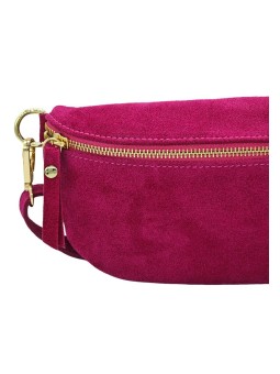 Demi Lune Petit Sac banane cuir nubuck Fuchsia