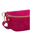 Demi Lune Petit Sac banane cuir nubuck Fuchsia