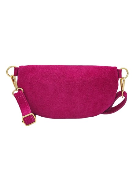 Demi Lune Petit Sac banane cuir nubuck Fuchsia