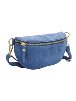 Demi Lune Petit Sac banane cuir nubuck Bleu Ciel