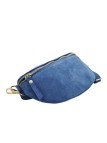 Demi Lune Petit Sac banane cuir nubuck Bleu Ciel