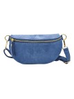 Demi Lune Petit Sac banane cuir nubuck Bleu Ciel