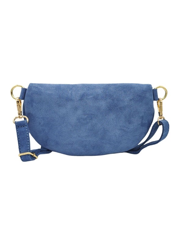 Demi Lune Petit Sac banane cuir nubuck Bleu Ciel