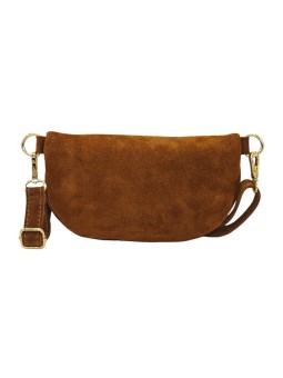 Demi Lune Petit Sac banane cuir nubuck Camel