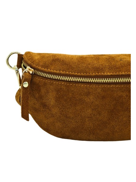 Demi Lune Petit Sac banane cuir nubuck Camel