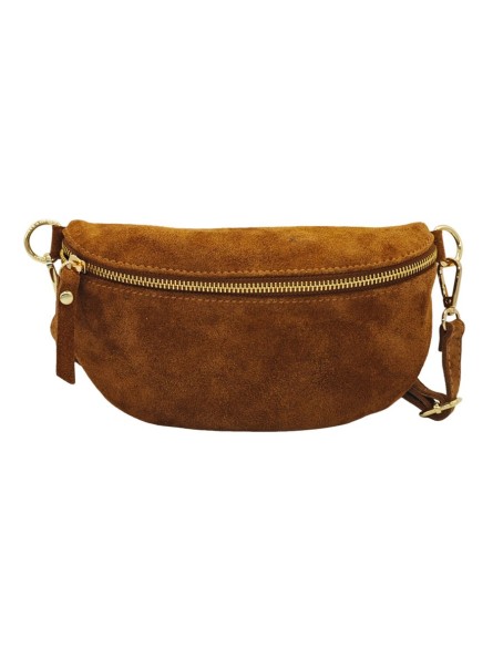 Demi Lune Petit Sac banane cuir nubuck Camel