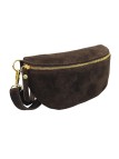 Demi Lune Petit Sac banane cuir nubuck Marron