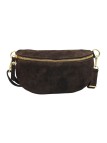 Demi Lune Petit Sac banane cuir nubuck Marron