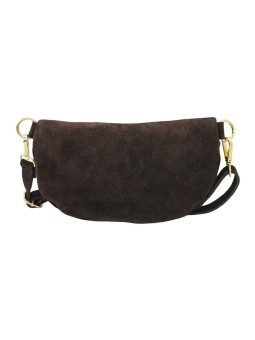 Demi Lune Petit Sac banane cuir nubuck Marron