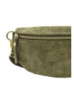 Demi Lune Petit Sac banane cuir nubuck Kaki