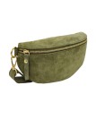 Demi Lune Petit Sac banane cuir nubuck Kaki