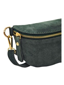 Demi Lune Petit Sac banane cuir nubuck Vert