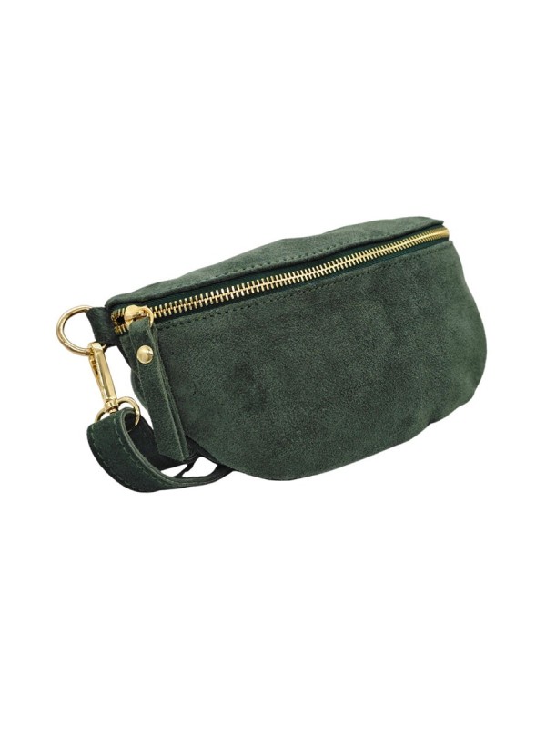 Demi Lune Petit Sac banane cuir nubuck Vert