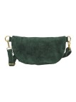 Demi Lune Petit Sac banane cuir nubuck Vert