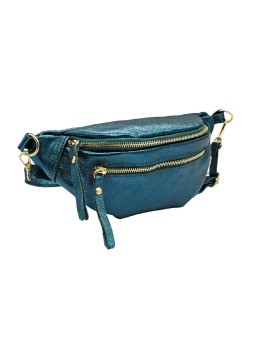 Chic Sac banane cuir Bleu Canard Irise