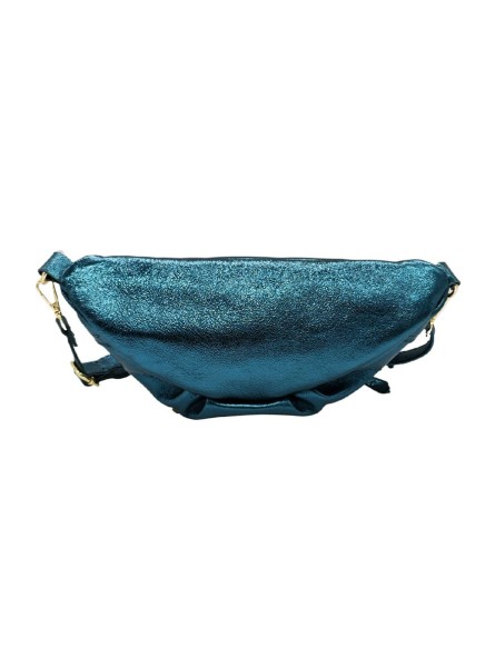 Chic Sac banane cuir Bleu Canard Irise