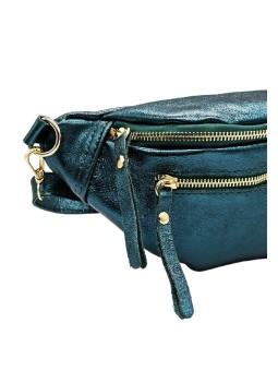 Chic Sac banane cuir Bleu Canard Irise