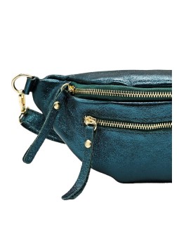 Chic Sac banane cuir Bleu Canard Irise