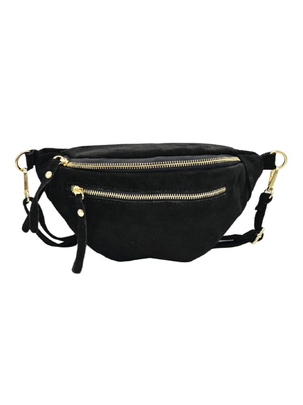 Chic Sac banane cuir Noir Nubuck