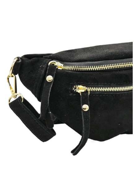 Chic Sac banane cuir Noir Nubuck