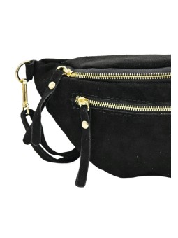 Chic Sac banane cuir Noir Nubuck