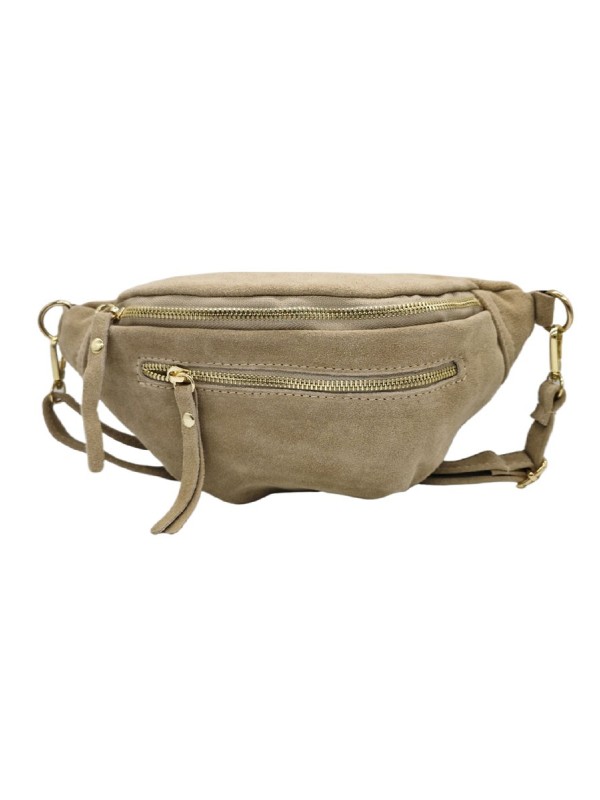 Chic Sac banane cuir Taupe Nubuck