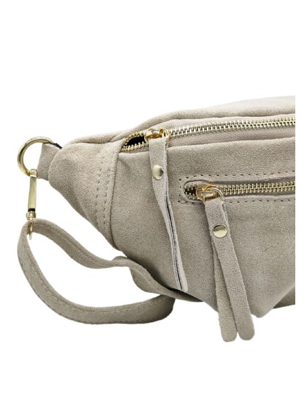 Chic Sac banane cuir Beige Nubuck