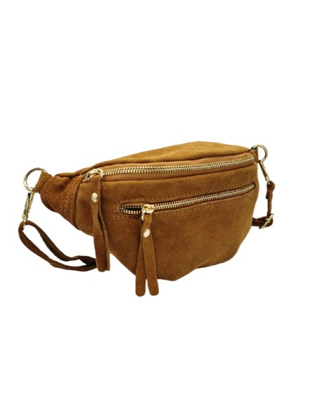 Chic Sac banane cuir Camel Nubuck