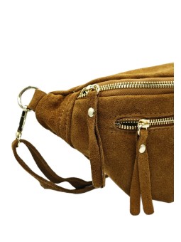 Chic Sac banane cuir Camel Nubuck