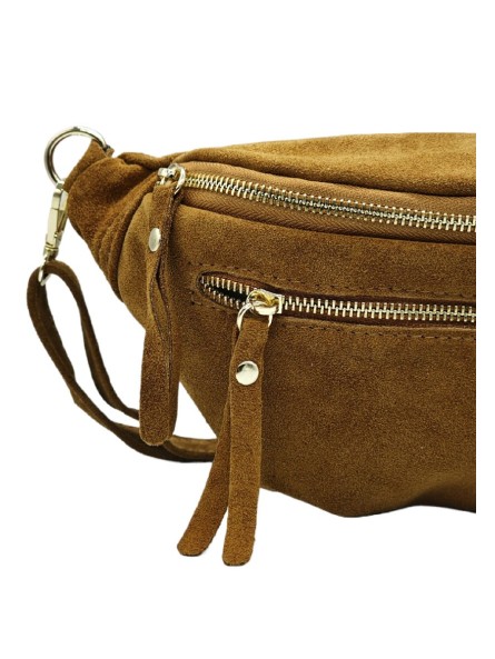 Chic Sac banane cuir Camel Nubuck