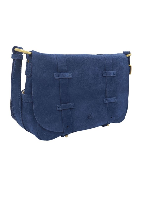 Mila Louise Sac Besace Bess Velours Encre Bleu