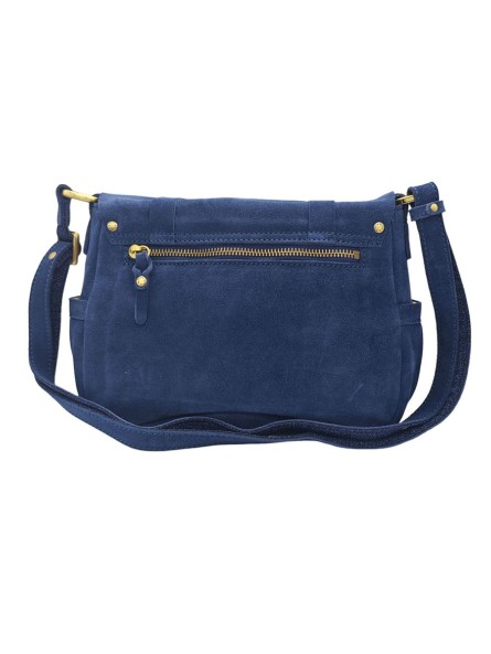 Mila Louise Sac Besace Bess Velours Encre Bleu