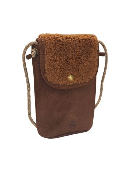 Mila Louise Sac Pochette portable en cuir ROEL TX Moumoute COGNAC