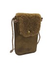 Mila Louise Sac Pochette portable en cuir ROEL TX Moumoute TAUPE FUME