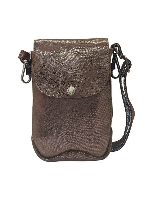 Mila Louise Sac Pochette portable en cuir ROEL M LZ Taupe Fumé