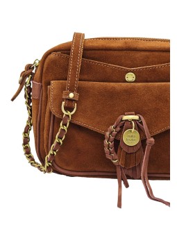 Mila Louise Sac Besace Orelia Velours Cognac