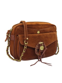 Mila Louise Sac Besace Orelia Velours Cognac