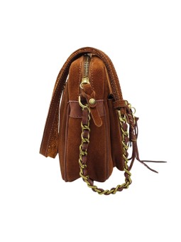 Mila Louise Sac Besace Orelia Velours Cognac