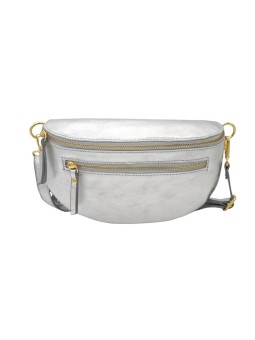 Demi Lune Medium Sac banane cuir Argent