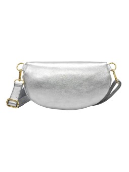 Demi Lune Medium Sac banane cuir Argent