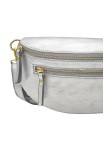 Demi Lune Medium Sac banane cuir Argent