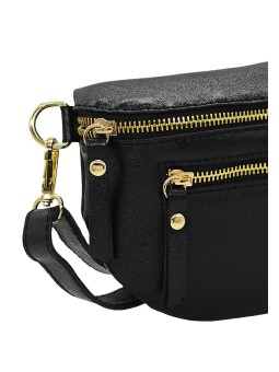 Demi Lune Medium Sac banane cuir Noir Irise