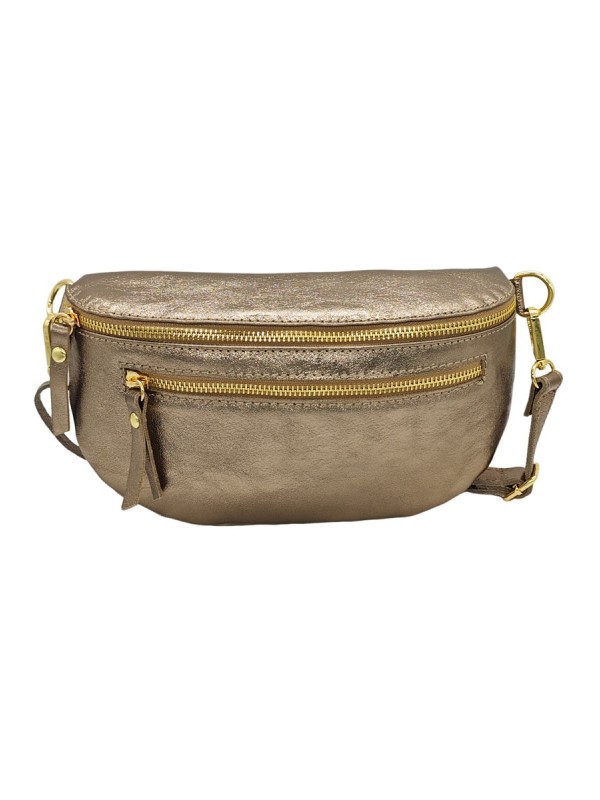 Demi Lune Medium Sac banane cuir Champagne Irise