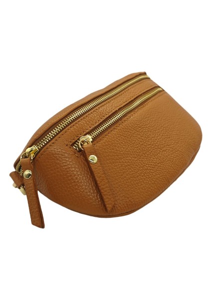 Demi Lune Medium Sac banane cuir Camel