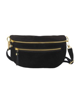 Demi Lune Medium Sac banane cuir Nubuck Noir