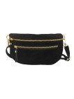 Demi Lune Medium Sac banane cuir Nubuck Noir