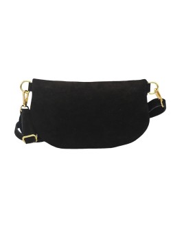 Demi Lune Medium Sac banane cuir Nubuck Noir