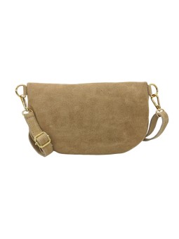 Demi Lune Medium Sac banane cuir Nubuck Beige