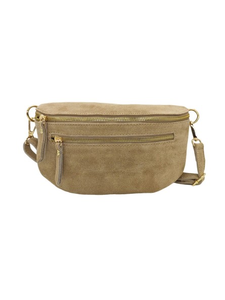 Demi Lune Medium Sac banane cuir Nubuck Beige