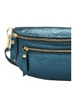 Demi Lune Medium Sac banane cuir Bleu Canard Irise